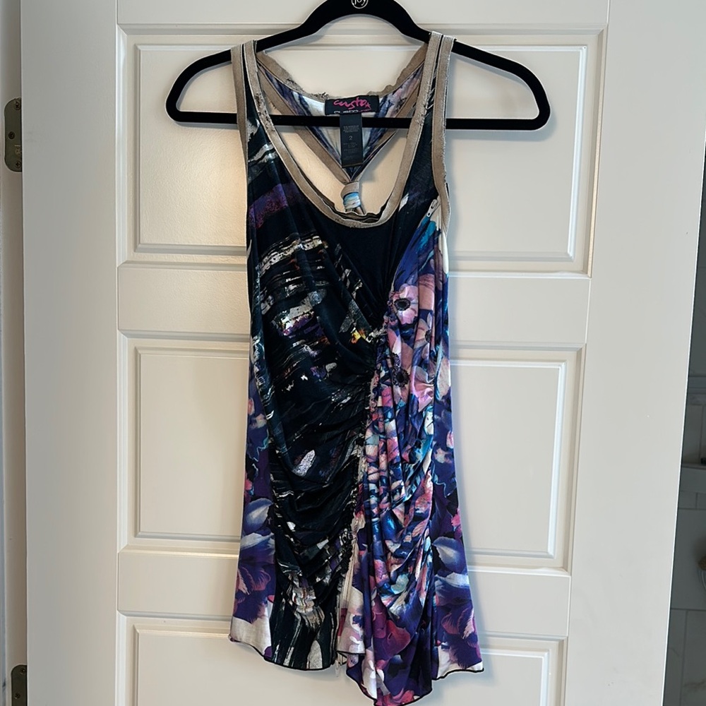 Custo Barcelona Purple and Blue Asymmetrical Tank Top